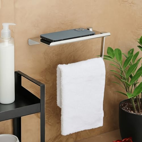 Image of FORTUNE Stainless Steel Toilet Paper Napkin Holder with Mobile Phone Stand - Bathroom Accessories (Chrome Finish) - Pack of (1)