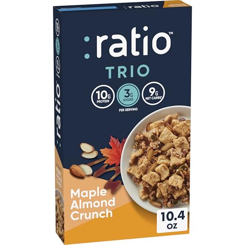 Ratio Trio Maple Almond Crunch Cereal, 10g Protein, Keto Friendly, 10.4 oz