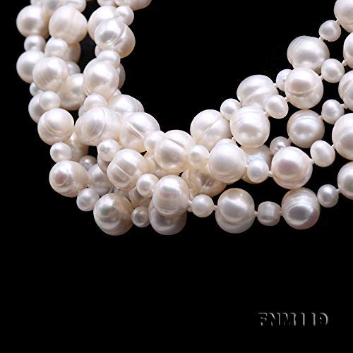 JYX Multi Strand Pearl Necklace 5x10mm White Freshwater Cultured Pearl Necklace for Women 20" - Image 4