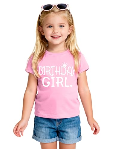 Image of Birthday Girl Shirt Toddler Baby Girls Birthday Outfit Cotton T-Shirt Size 2-10 Years
