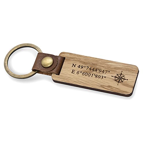Personalisierter Schlüsselanhänger, Anhänger mit Schlüsselring, aus Holz mit individueller Gravur, Geschenk für Weihnachten, zum Geburtstag, Valentinstag uvm.