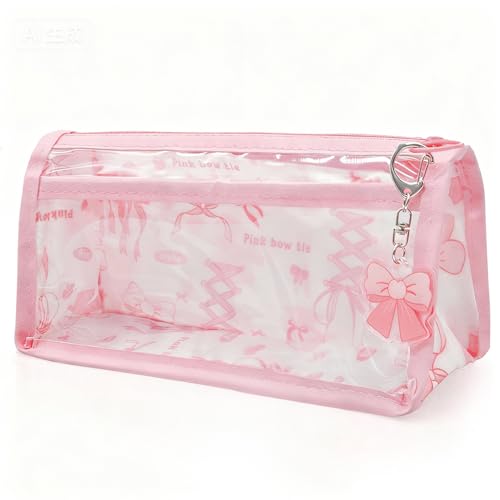TASOMUTY 1Pcs Bow Pencil Case Bow Pencil Pouch With Bow Pendant Gifts Featuring Cute Designs Cute Makeup Bag For Women(Pink)