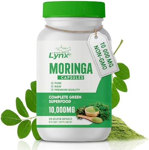 Organic Moringa 1200mg – Nutrient-Rich Superfood Leaf Extract | 120 Capsules (60-Day Supply) | Natural Energy, Immune, and Metabolic Support | Plant-Based Antioxidants, Vitamins & Minerals | Non-GMO
