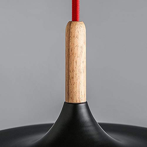 Plafonnier table à manger minimaliste E27 bois suspension noir - 5