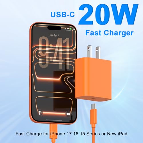Image of iPhone 17 16 15 Charger Fast Charging 10FT, 20W USB C Charger Block & Cable