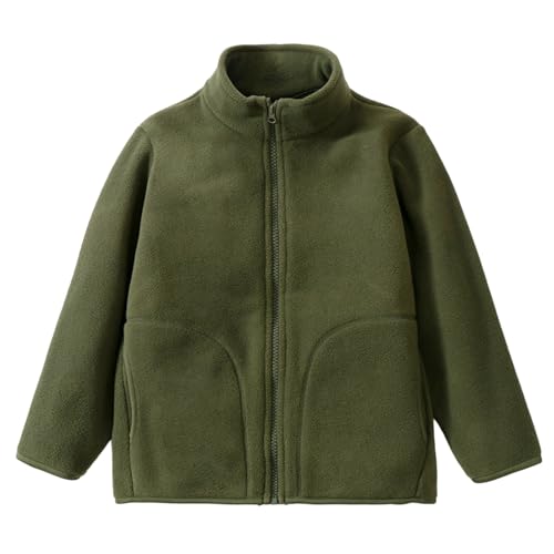 Unisex Polar Fleece Jacket Kids Zip Up Mock Neck Sherpa Furry Plain Coat Fall Winter Warm Soft Athletic Outwear