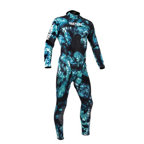SEAC Men's Body-Fit 1.5mm Neoprene Wetsuit (Blue Camo, Large)