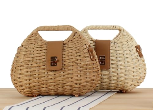 Summer Straw Bag for Women Hand-woven Crossbody Shoulder Bag Top Handle Handbag Small Tote Clutch Rattan Beach Purse4