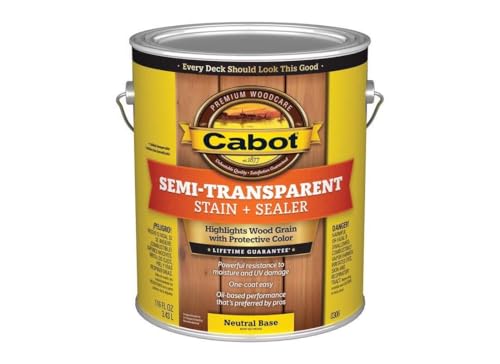 Cabot Stains 0306 Exterior Stain, Semi-Transparent Oil with Neutral Base, 1 Gallon