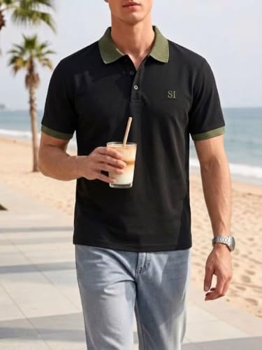 Image of SMOWKLY Men's T-Shirt | Stylish T Shirt with a Ribbed Collar | Soft Breathable Lightweight Polyester Blend | Stylish Regular Fit Casual TShirt for Men.