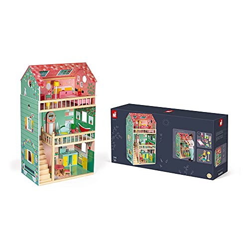 Janod - Happy Day Wooden Dollhouse - 3 Floors and 12 Accessories Included - Imitation Toy - Develop Imagination - from 3… – Bild 7