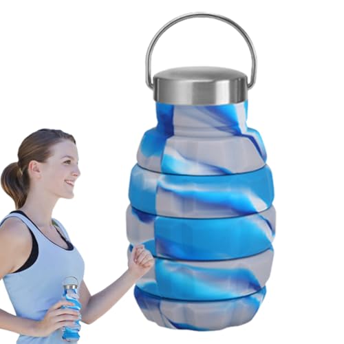 XIAOXIAOYU Botella de agua plegable para viajes, botella de agua reutilizable para viajes y deportes | Vaso ligero reutilizable de 500 ml para senderismo, camping, escalada o gimnasio, actividades al