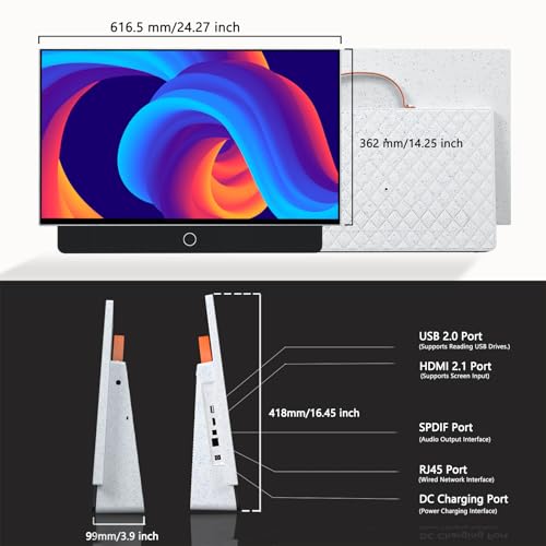 27 inch Portable TV FHD 1080P Android14 OS with Google TV,9000mAh Battery,Dolby Audio,100%sRGB,Google Assistant,Leather Handle,Streaming Android TV with Carry Case for Outdoor Travel Camping,White by leyukejiboy - Image 7