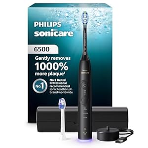 Philips Sonicare 6500 Series Electric Toothbrush – Next-Generation Sonicare Technology, Pressure Sensor, 9 Brushing Settings, SmarTimer, BrushPacer, 21-Day Runtime, Travel Case, Black, HX7411/08
