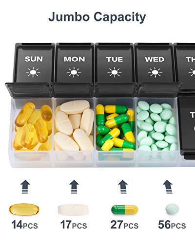 XL Weekly Pill Organizer 2 Times a Day, Fullicon Extra Large Daily Pill Cases Oversized AM PM Pill Box Twice a Day for Vitamin/Fish Oil/Pills/Supplements
