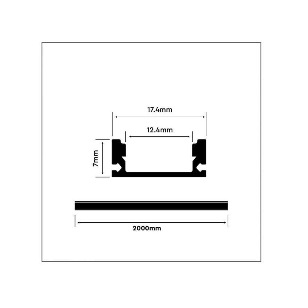 2m LED Aluprofil Schwarzer Alu Schiene U Profil Kanal System für LED-Streifen inkl. 2 Abdeckung Profil A-S