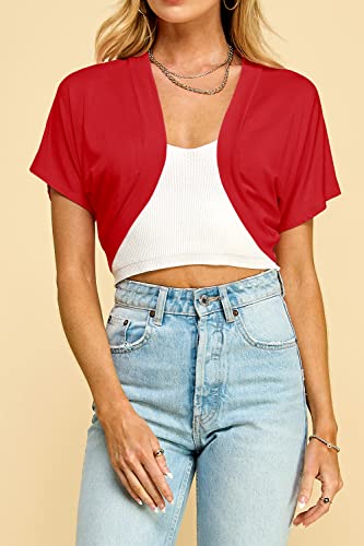 Image of Lock and Love Women's Versatile Open Front Lightweight Short Sleeve Bolero Shrug