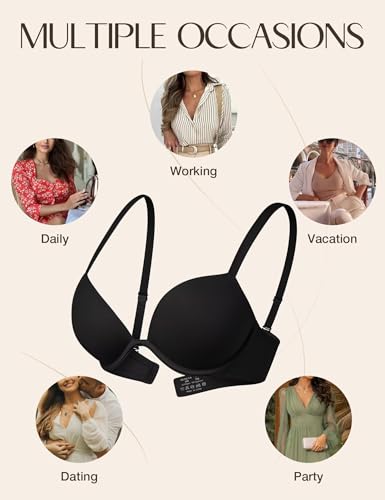 Image of Deyllo Women's Push Up Underwire Bra Super Padded T-Shirt Bra Add Two Cups