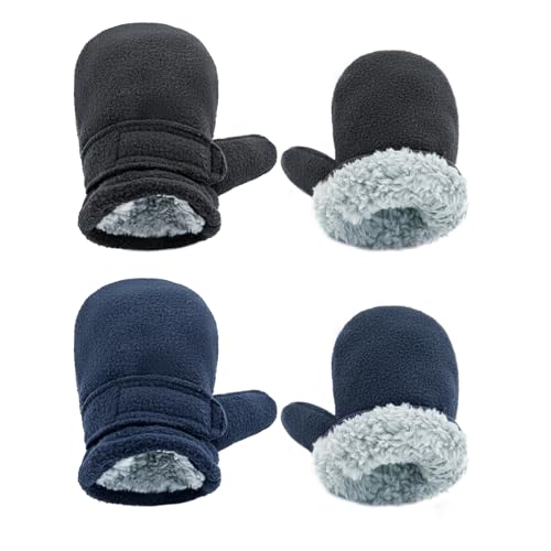 Image of BAVST Baby Toddler Winter Mittens Girls Warm Fleece Lined Gloves Kids Sherpa Lined Mittens for Boys