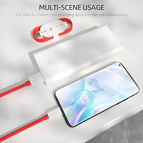 Image of 80W Charging Cable USB to Type C Warp Charger SuperVooc /Dash Fast Charge Cable for Oneplus 11,11R,10 Pro,10R,10T,9RT,9R,8R,8T Charge Cable for 6 /6T /7 /7T,Nord,Ce2 Lite 5G,Ce 3 5G,Ce3 Lite, Red