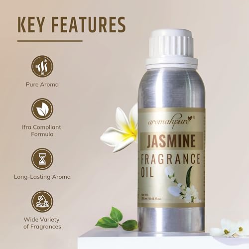 Image of Aromahpure Jasmine Aroma Oil | 250ml Undiluted & Natural | Long-Lasting Scent for Aromatherapy, Candle & Soap Making, Diffusers, Room Freshener, Humidifier, Bathroom Revitalizer & Home Essentials