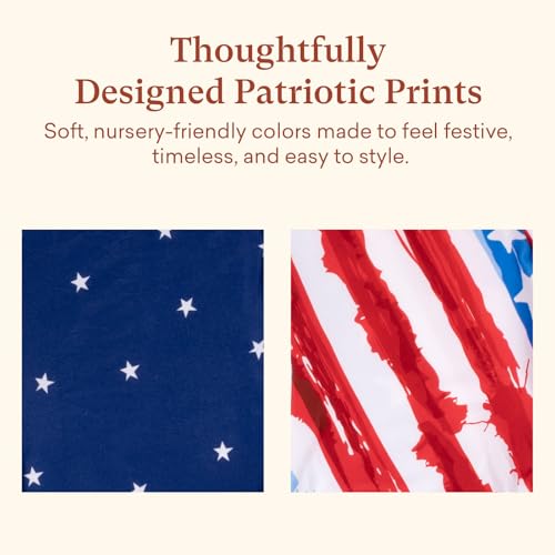Image of Nursing Pillow Cover Compatible with My Brest Friend, 2 Pack Soft Breathable Replacement Covers, Machine Washable, Patriotic 4th of July, Stars Stripes