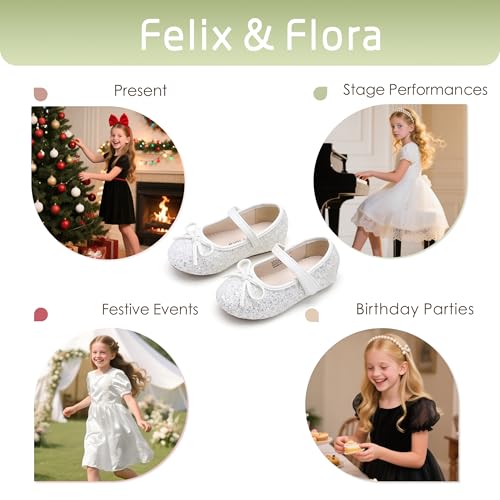 Image of Felix & Flora Toddler Flower Girl Dress Shoes - Girl Ballet Flats Party School Shoes Wedding
