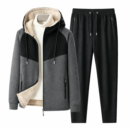 Survêtement homme veste à capuche zippée et pantalon jogging doublé