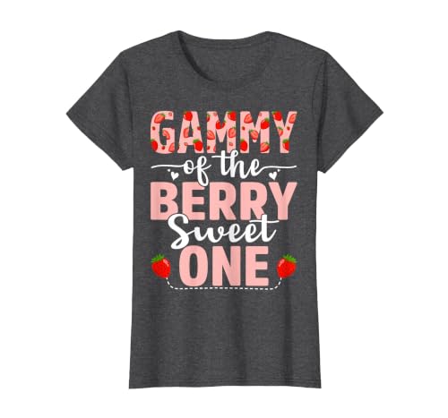 Gammy of The Berry Sweet One Birthday Strawberry Gammy T-Shirt, Women, Dark Heather Grey, XX-Large
