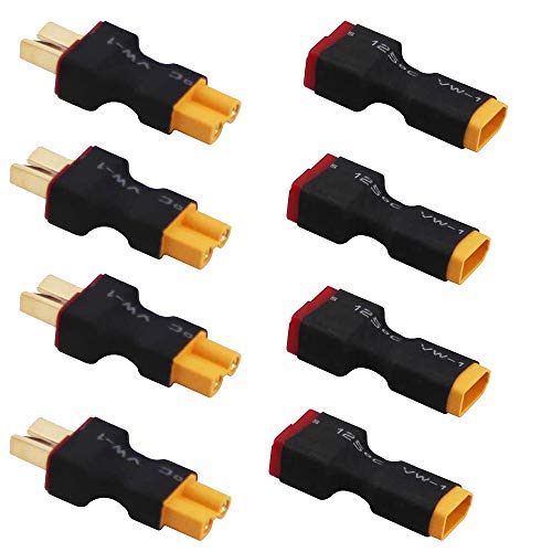 4 Pares T Tipo Conector Macho Hembra a Conector Hembra Macho XT30 Enchufe Adaptador inalámbrico