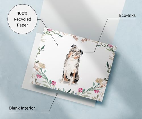 Image of Twigs Paper Australian Shepherd Thank You Cards, 12 Blank Dog Note Cards