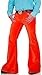 Men's Vintage 60s 70s Bell Bottom Tassel Pants Trousers Stretch Fit Classic Comfort Flared Disco Denim Jeans, Orange, X-Large