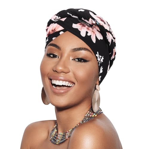 HAGOT Africano Turbante para Mujer, Preatado Trenzado Envoltura de Cabeza Sombreros, Turbante Oncologicos para Mujer, Bohemio Cáncer Pérdida de Pelo, Transpirable Gorra de Dormi, Bohemio
