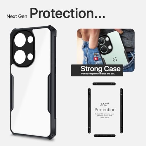 Image of Outlouders Back Cover for OnePlus Nord 3 5G | Ultra Hybrid Transparent | Full Camera Protection | Raised Edge | Crystal Clear Bumper Case(Black)