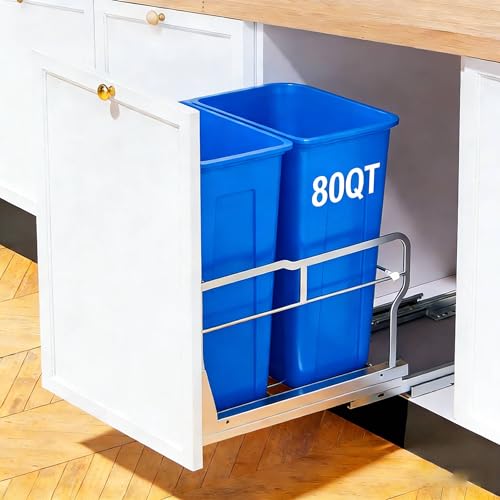80QT Dual Pull-Out Trash Can with Soft-Close Slides