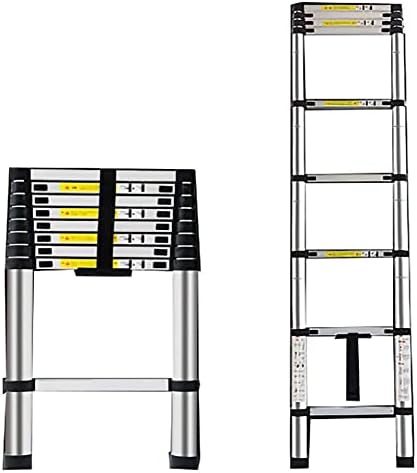GUENZO Multipurpose Telescoping Ladder Telescopic Ladder 8.5Ft 2.6M Extendable Aluminium Telescopic Folding Extension Extendable Portable 9 Steps 150kg Capacity Loft Collapsible DIY Multipurpose