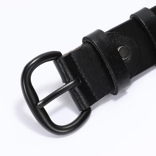 WHIPPY Women Leather Belt for Jeans Pants Dresses Black Ladies Waist Belt with Pin Buckle2