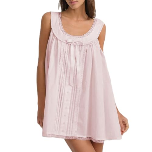 Image of Women Y2K Babydoll Mini Dress Cute Bow Lace Trim Pleated Ruffle Short Sundress Casual Party Vacation One Pieces