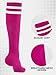 Hryrbay 4 Pairs Kids Cotton Soccer Socks Cushion Striped Baseball Uniform Boys Sock Toddler Girls Knee High Socks (Black, White, Rose Red, Pink,6-9 Years)