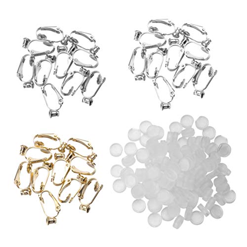 Preisvergleich Produktbild HEALLILY Konverterkomponente Der Ohrclips 60Pcs mit Nicht Durchbohrtem Ohrauflage Des Pfostens für Die Diy Ohrringschmucksachenherstellung