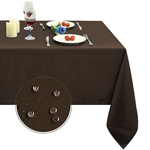 Image of Obstal 210GSM Rectangle Table Cloth, Chocolate,60 x 60 Inch | Heavy Duty Water Resistance Microfiber Tablecloth, Decorative Fabric Table Cover for Outdoor and Indoor Use