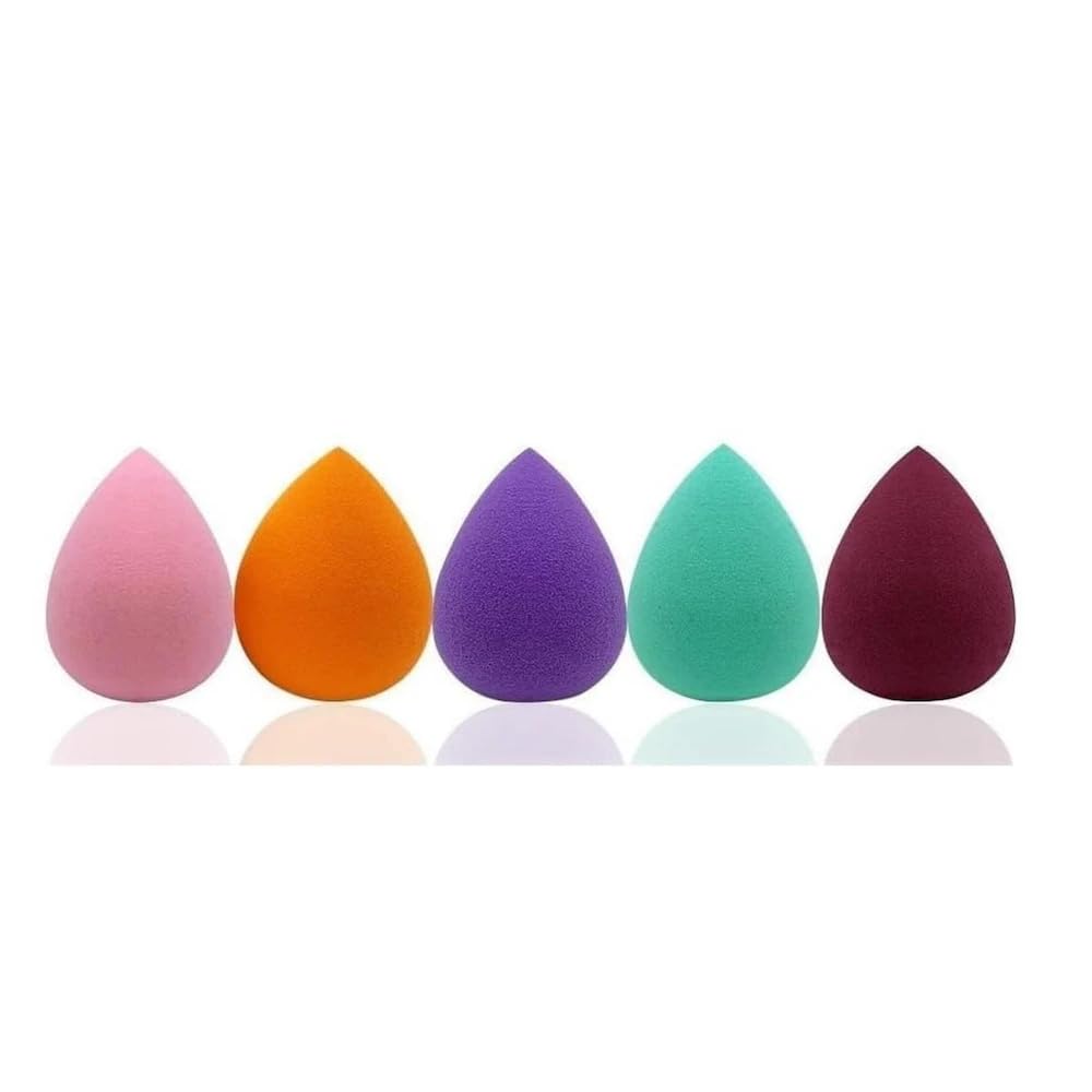 Mini Makeup Sponge Set, 5 Pieces, Latex Free, Multicolour, for Under Eyes, Nose, and Lips, Precision Blending Puffs for Liquid, Cream, and Powder Application-image-42