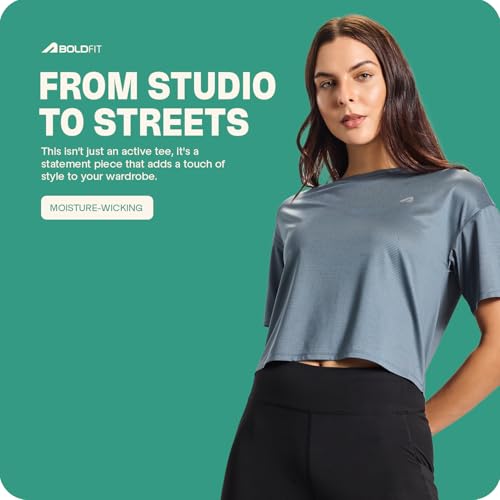 Image of Boldfit Tshirt for Woman Relaxed fit Gym Tshirt for Women Workout Lightweight t Shirt for Woman Workout Women t Shirt Round Neck t Shirts for Ladies Gym Dress