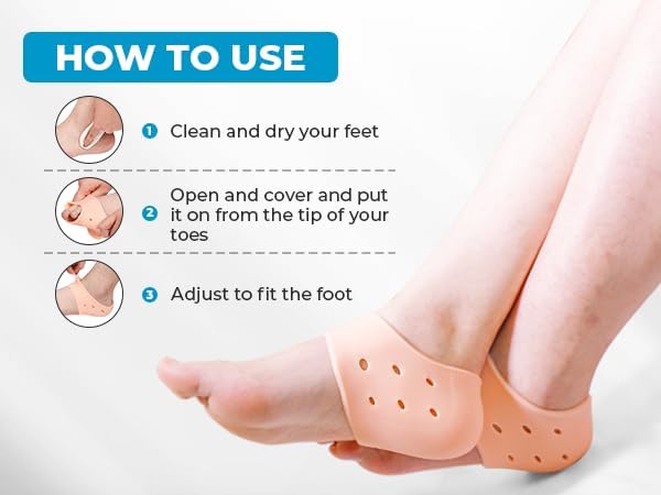 Image of ARIME ADDA Silicone Gel Heel Pad Socks for Pain Relief Heel Swelling Pain Relief Anti Crack Moisturizing Socks for Dry Hard Cracked Ankles | Man and Women Gel Heel Protectors Free Size (Limestone)