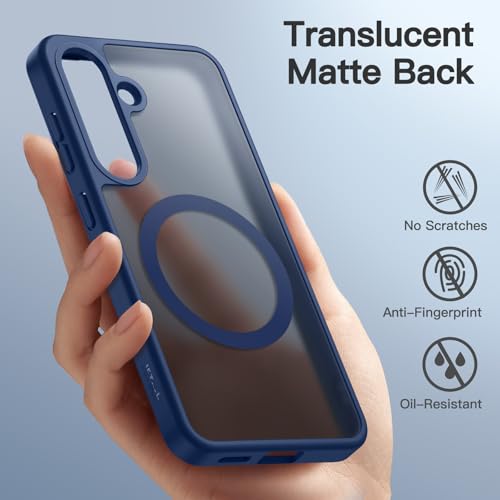 JETech Magnetic Case for Samsung Galaxy S25 Plus 5G, Compatible with MagSafe, Translucent Matte Back Shockproof Phone Cover (Navy) by JETech - Used condition - Image 4