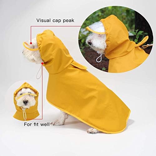 Dog Raincoat Pet Waterproof Jacket with Hood & Collar Hole Transparent brim,Ultra-Light Breathable Adjustable Dog Hooded Rain Jacket for Small Medium Large Dog M