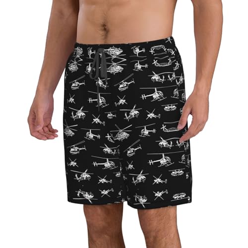 Helicopter Print Men's Beach Shorts for Men, Lightweight Board Shorts for Surf Leisure Swim2