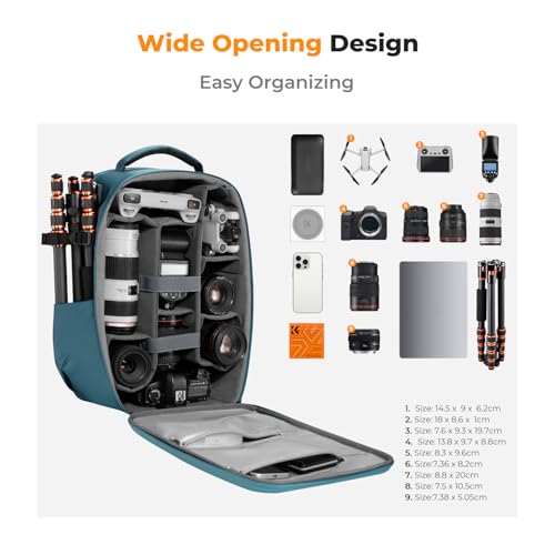 Image of K&F CONCEPT Camera Backpack,Hardshell Photography DSLR Camera Bag with 15-15.6 Inch Laptop Compartment Hard Shell Camera Case Compatible with Canon /Nikon /Sony /DJI Mavic Drone