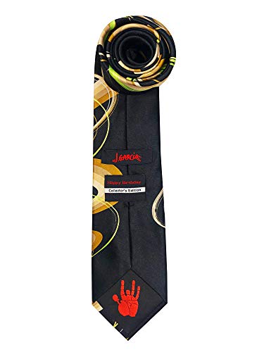 Jerry Garcia Collector's Edition Men's Happy Birthday Artwork Swirly Lines And Colors Regular Length Neck Tie - Taupe #TOP1