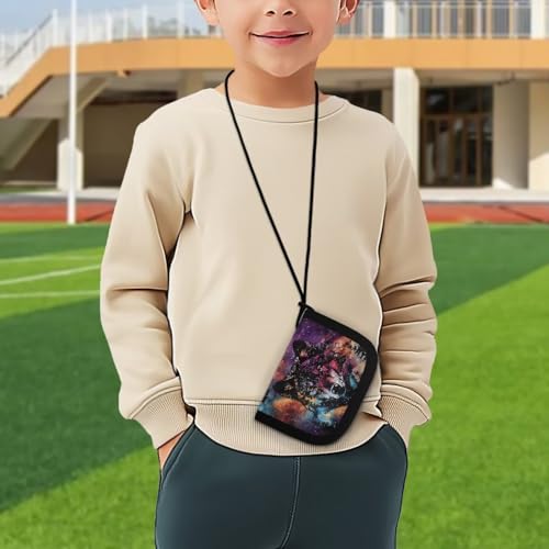 Galaxy Wolf Wallet Kids Boys Small Kids Wallet with Lanyard for Boys Ages 8-10 Cool Bifold Wallets with Compartments Card Slots Daily Essential3